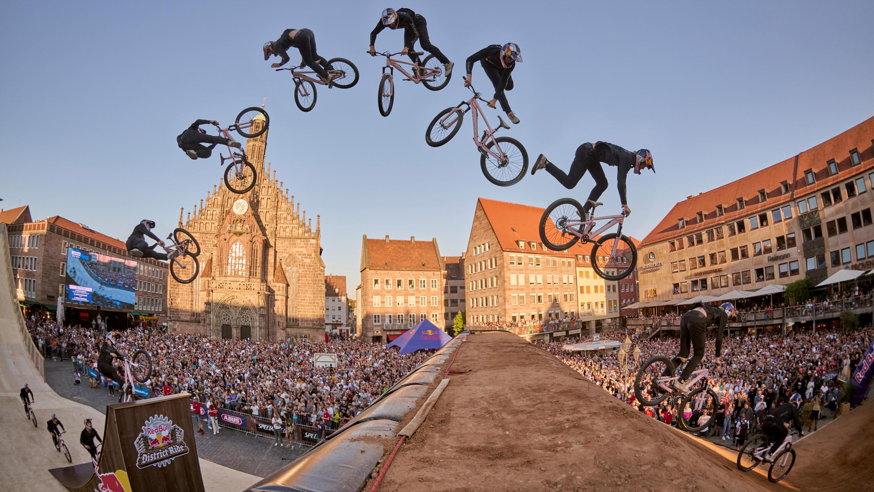Emil Johansson winning trick (360 tailwhip to barspin to downside tailwhip) during the Red Bull District Ride 2022 Best Trick in Nuremberg, Germany on September 2, 2022 